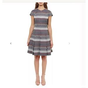 Ted Baker Glity Metallic Jacquard Pleated Dress Size 4 NWT Multicolored